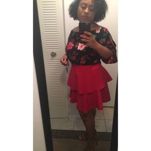 Cherry red Pleated skirt